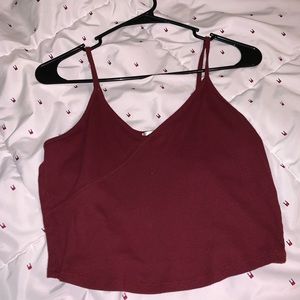 Maroon Tank Top, Cropped, V-Neck